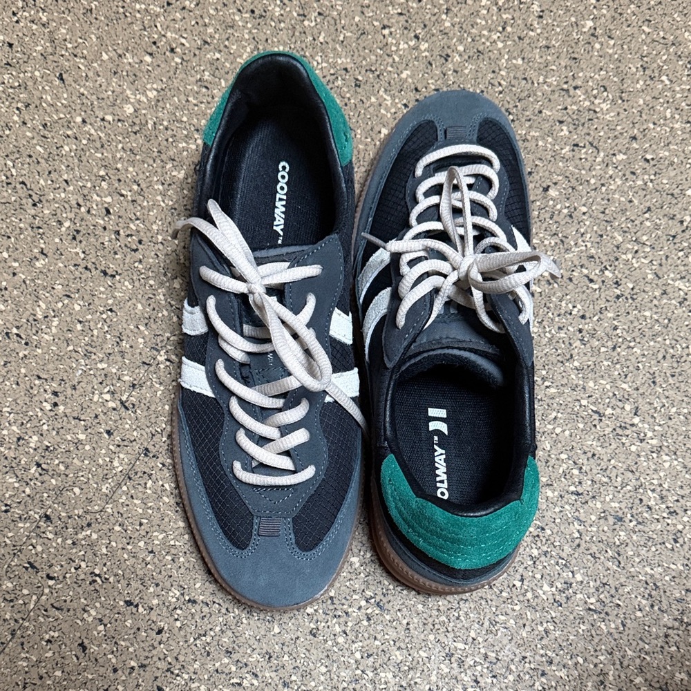 Coolway brand Baresi sneaker in Ash-Black colorway with green accents